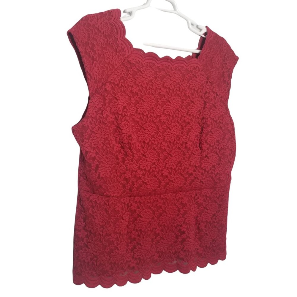 Dressbarn Collection Sz 24W Tank Top Cami Scalloped Floral Lace Stretch Elegant